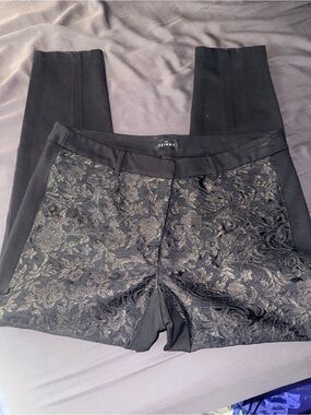 White House Black Market Black Textured Dress Pants